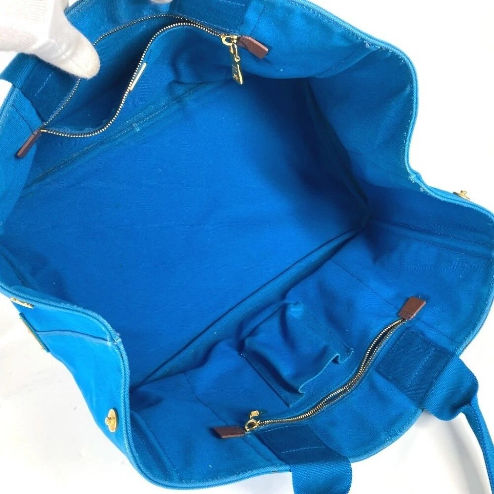 PRADA Canapa logo Bag Shoulder Bag Tote Bag Canvas blue/White - Picture 12 of 16